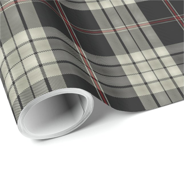 Papel De Regalo Black Tan Ecru Red Tartan Plaid (Esquina del rollo)