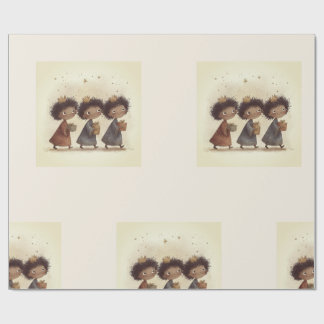Papel De Regalo Black Three Wise Men Nativity Wrapping Paper 1