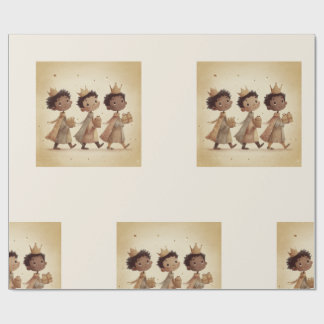 Papel De Regalo Black Three Wise Men Nativity Wrapping Paper 2