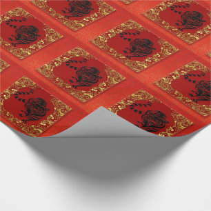 Papel De Regalo Black Tiger Chinese Zodiac Animal Red and Gold
