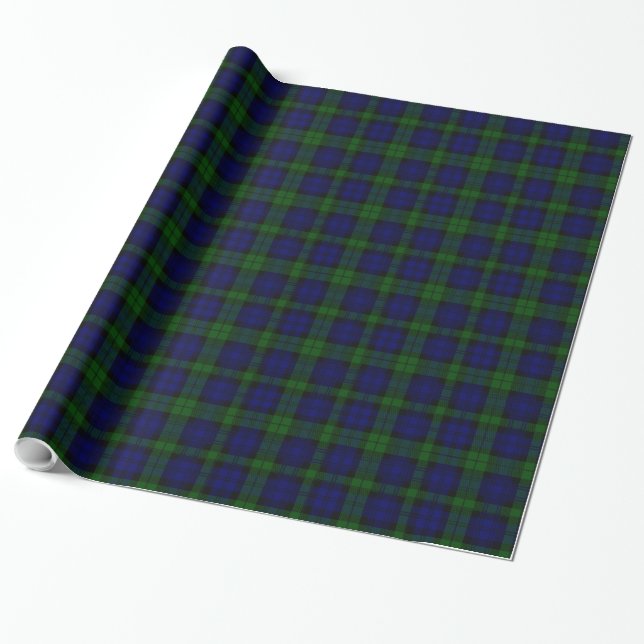 Papel De Regalo Black Watch Tartan Blue Green Plage (Desenrollado)