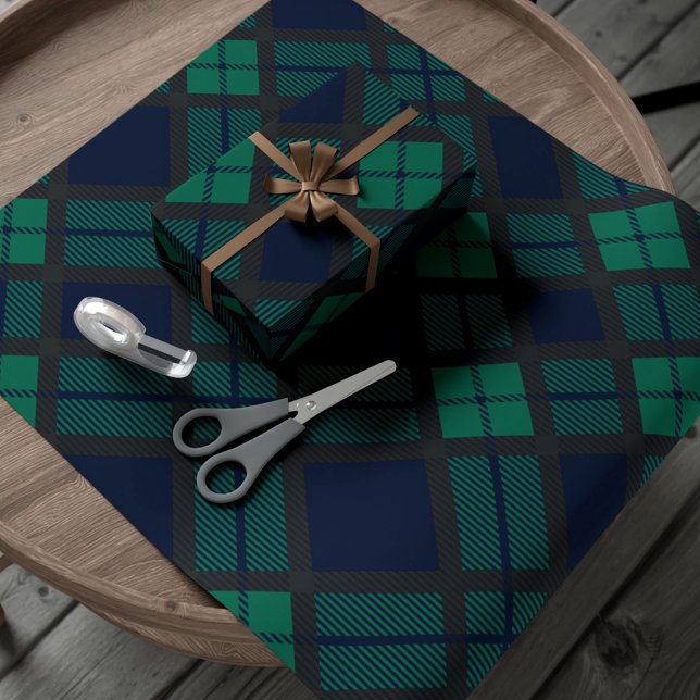 Papel De Regalo Black Watch Tartan Plaid Classic Blue Green (Black Watch Tartan Plaid Classic Blue Green Wrapping Paper)