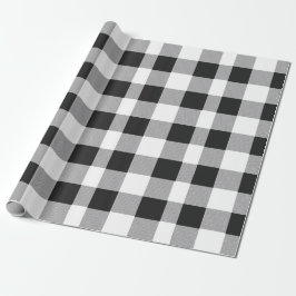 Papel De Regalo Black White Buffalo Gingham Check Plate Holiday