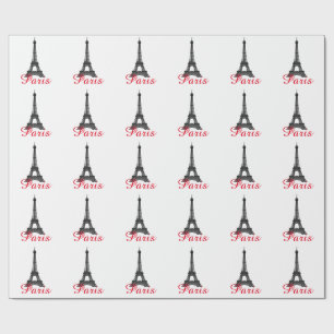 Papel De Regalo Black White Eiffel Tower Paris Love City Travel