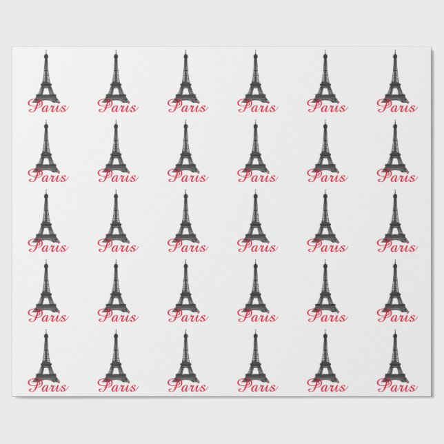 Papel De Regalo Black White Eiffel Tower Paris Love City Travel (Superficie plana)