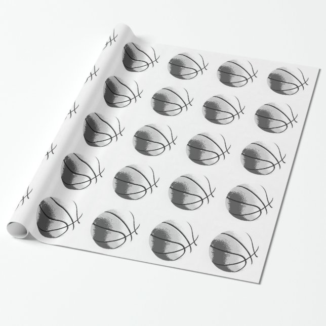 Papel De Regalo Black White Gray Trendy Pop Art Basketball (Desenrollado)