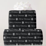 Papel De Regalo Black White Merry Christmas 5 Rolls de tamaño<br><div class="desc">Black White Merry Christmas 5 Rollos de tamaño Papel envuelto</div>