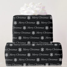 Black White Merry Christmas 5 Rolls de tamaño