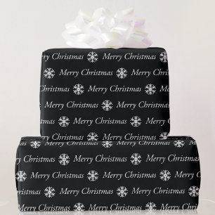 Papel De Regalo Black White Merry Christmas 5 Rolls de tamaño