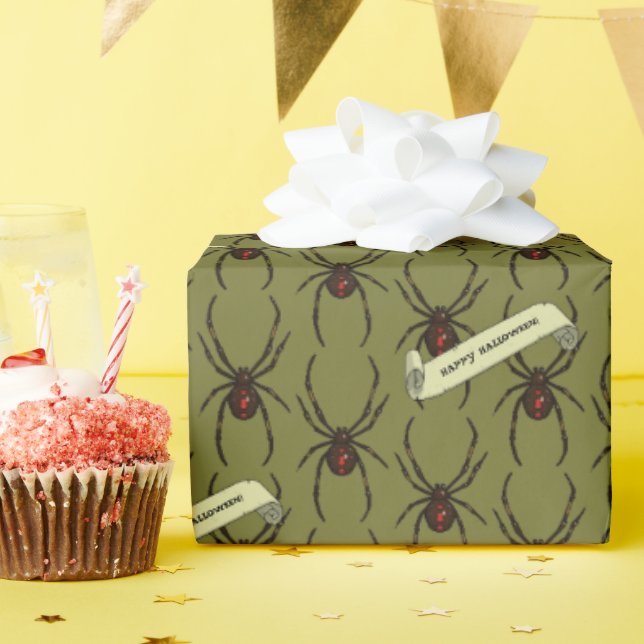 Papel De Regalo Black Widow Spider Halloween Pixel Art Pattern (Fiesta de cumpleaños )