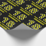 Papel De Regalo Black & Yellow Striped "18"; 18th Birthday   Name<br><div class="desc">Este diseño de papel de envoltura, divertido y con temática de cumpleaños, atrae la atención, presenta un gran número de "18", con un patrón rayado negro y amarillo. También incluye el mensaje "Feliz cumpleaños número 18", y un nombre editable. El fondo es negro de color. Papel de envoltura con temas...</div>