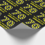 Papel De Regalo Black & Yellow Striped "70"; 70th Birthday   Name<br><div class="desc">Este divertido, audaz diseño de papel de envoltura con temática de cumpleaños presenta un gran número "70", con un patrón rayado amarillo y negro. También incluye el mensaje "Feliz cumpleaños número 70", y un nombre de personalizable. El fondo es negro de color. Envolver papel como este podría ser una manera...</div>