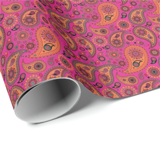 Papel De Regalo Blacklight Paisley (Esquina del rollo)
