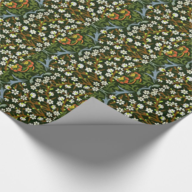 Papel De Regalo Blackthorn, famoso patrón de William Morris (Esquina)