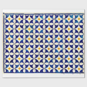 Papel De Regalo Blanco amarillo azul de la marina marroquí