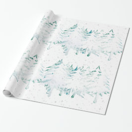Papel De Regalo Blanco cargado de la nieve en los árboles de