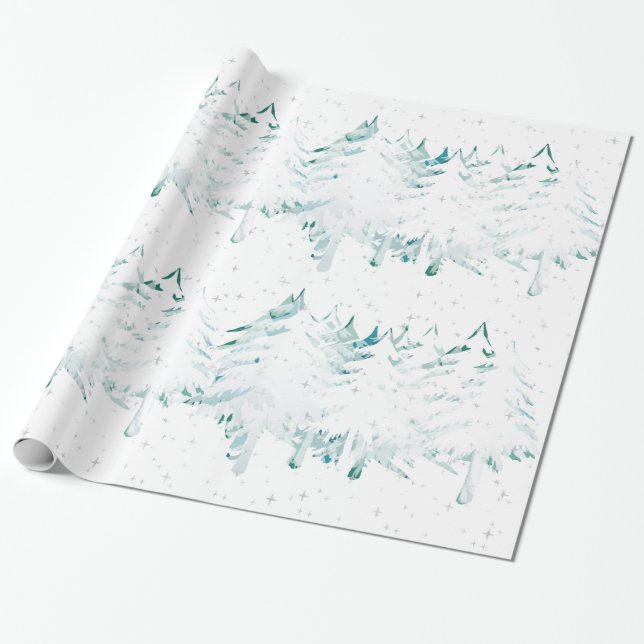 Papel De Regalo Blanco cargado de la nieve en los árboles de (Desenrollado)