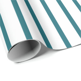 Papel De Regalo Blanco con rayas turquesas