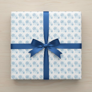 Papel de Regalo Blanco Copo de Nieve Azul Claro