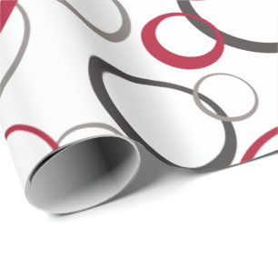 Papel De Regalo Blanco de los círculos rojos grises