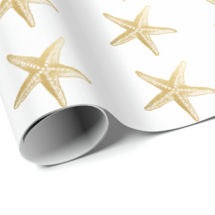 Papel De Regalo Blanco del bosquejo de las estrellas de mar del