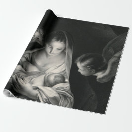 Papel De Regalo Blanco del negro de los ángeles del Virgen María