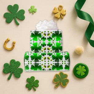 Papel De Regalo Blanco del patrón Shamrock verde