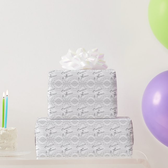 Papel De Regalo Blanco Falso Encaje Personalizado (Regalos de fiesta)