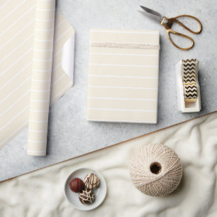 Papel De Regalo Blanco Fuera del Blanco con Delgadas Rayas Horizon