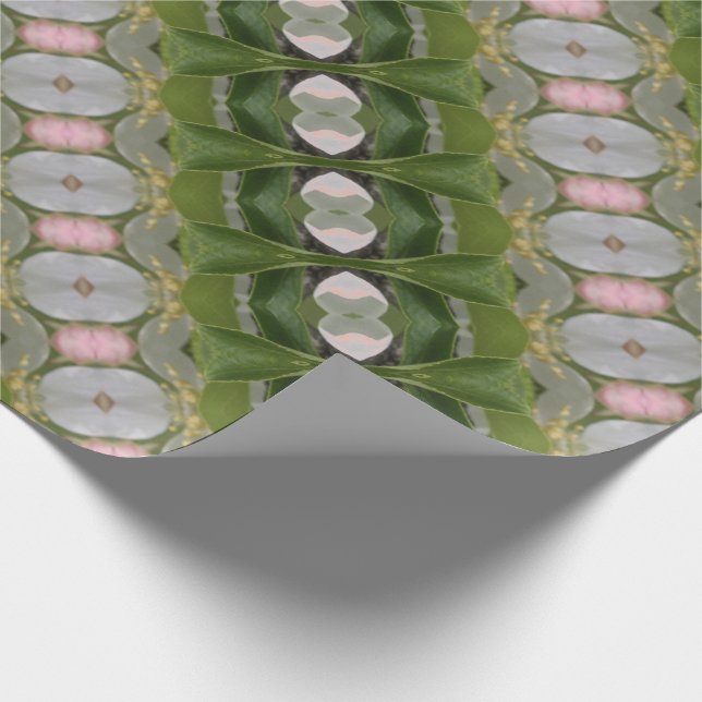 Papel De Regalo blanco gris bonito y coral rosa con motivos (Esquina)