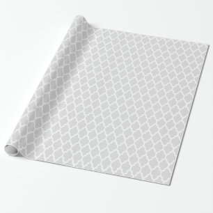 Papel De Regalo Blanco Gris Claro Patrón Marroquí de Cuatrofoil #4