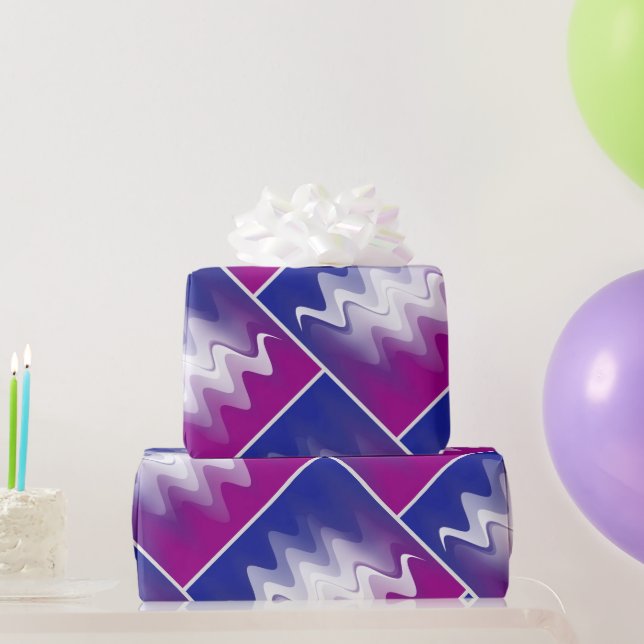 Papel De Regalo Blanco morado azul (Regalos de fiesta)