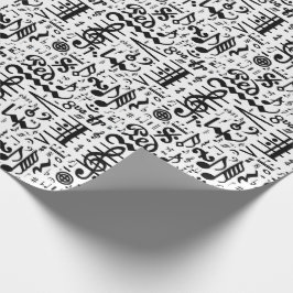 Papel de regalo blanco negro de las notas