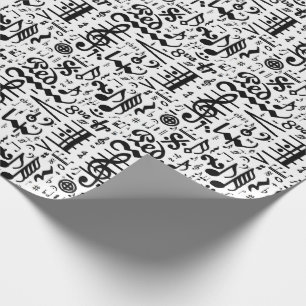 Papel de regalo blanco negro de las notas