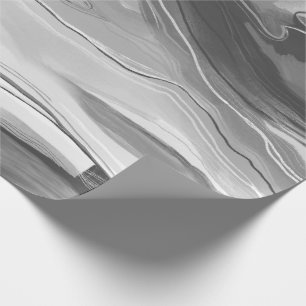 Papel De Regalo Blanco negro veteado pintura abstracta pintada a