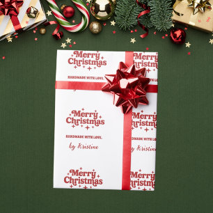 Papel De Regalo Blanco rojo hecho a mano por Navidades envolver re