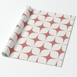 Papel De Regalo Blanco Rojo Mid Century Moderno Boho Geométrico