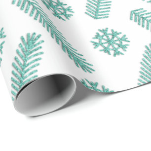 Papel De Regalo Blanco Tiffany de los copos de nieve del árbol de