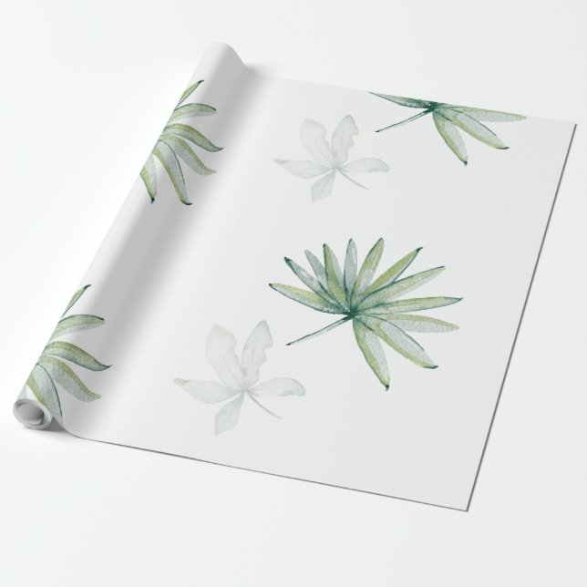 Papel De Regalo Blanco tropical (Desenrollado)