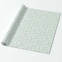 Papel De Regalo Blanco verde floral