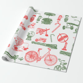 Papel De Regalo Blanco verde rojo de los regalos del navidad del