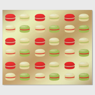 Papel De Regalo Blanco verde rojo en el francés Macarons del