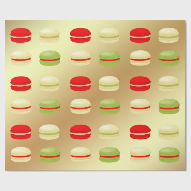 Papel De Regalo Blanco verde rojo en el francés Macarons del (Superficie plana)