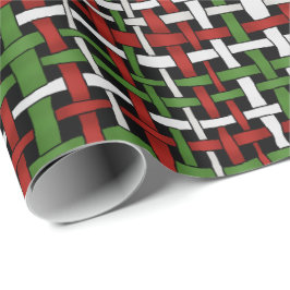 Papel De Regalo Blanco verde rojo estacional estacional trenzado g