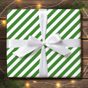 Papel De Regalo Blanco verde sencillo de vacaciones diagonales ray