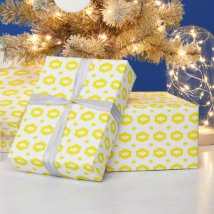 Papel De Regalo Blanco y amarillo: Geometriana