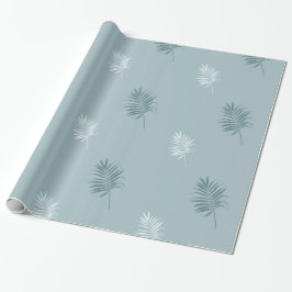 Papel De Regalo Blanco y azul bonito y hojas