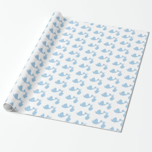 Papel de regalo blanco y azul de Baby Shower de la
