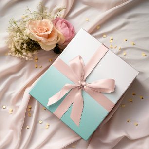 Papel De Regalo Blanco y degradado de azul turquesa