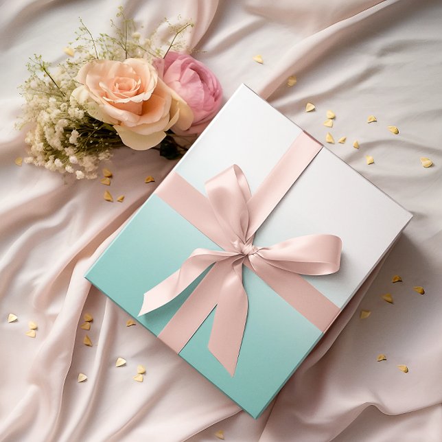 Papel De Regalo Blanco y degradado de azul turquesa (White and Teal Ombre Wrapping Paper)